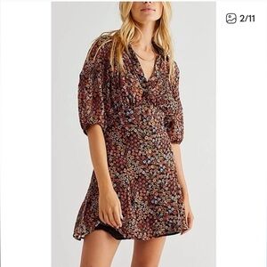 Free People Bonnie Floral Mini Shirt Dress